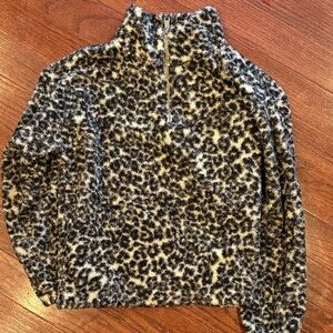 LOFT Leopard Print Half-Zip Sweatshirt